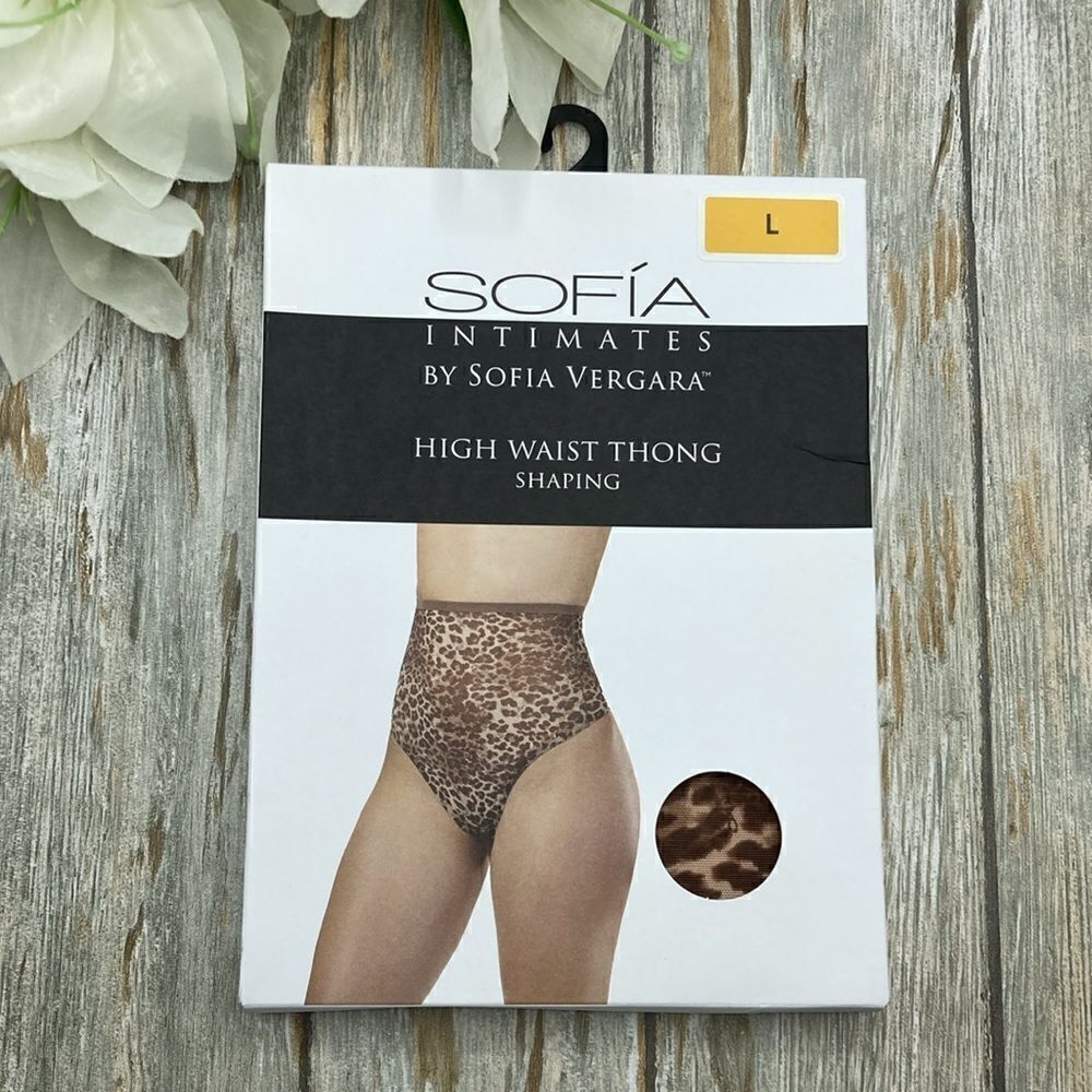 Sofia Vergara Women's High Waist Power Mesh Shaping Thong Underwear Size L